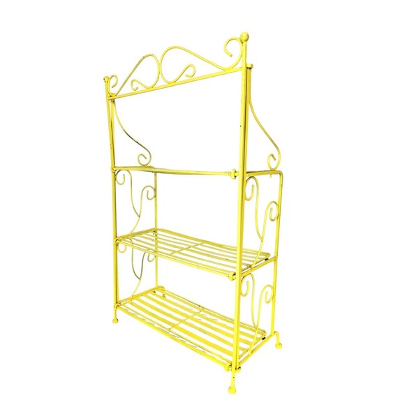 VTG 30s 40s Scroll Wrought Iron Three Shelf Patio Folding Bookcase Plant Stand - Picture 6 of 13